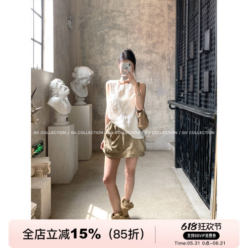 速干机能松紧腰大口袋工装裙裙