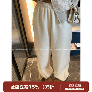 GV大白哥 软糯超好穿 绒绒圈松紧腰抽绳休闲裤秋冬新款百搭女裤子