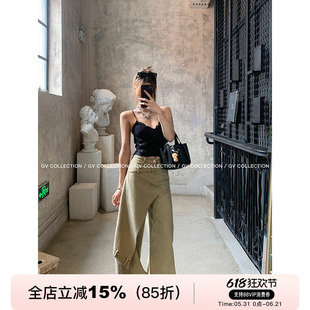 GV大白哥 高阶私服 设计裁片斜边不规则牛仔裤直筒宽松休闲长裤女