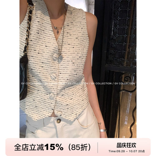 羊毛编织小香风肌理感马甲背心