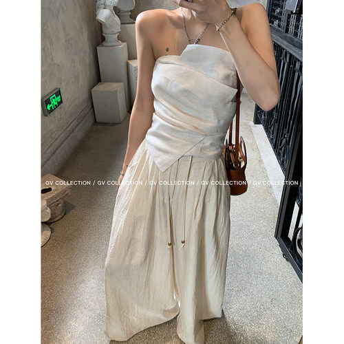GV大白哥 designer私服 设计感双层立体结构不规则抹胸一字上衣女