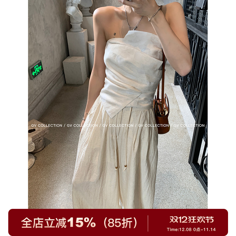 GV大白哥 designer私服 设计感双层立体结构不规则抹胸一字上衣女