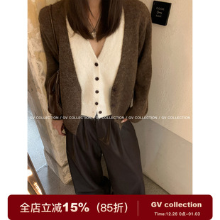 秋冬新款 羊毛撞色假两件上衣开衫 百搭保暖女 智系日常 GV大白哥