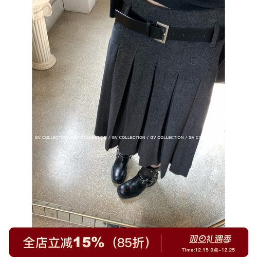 伦敦矜贵毛呢质感英伦百褶裙