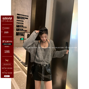 GV大白哥 胶囊轻通勤 挂脖背心廓形开衫外套羊毛两件套毛衣新款女