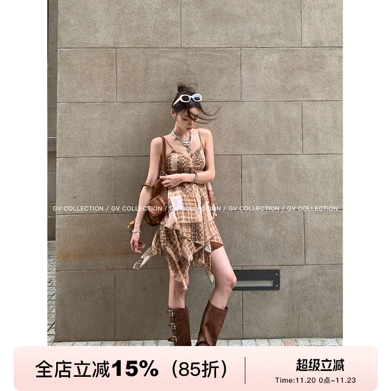 GV大白哥 流浪沙丘 解构立体重工层层拼接纱裙法式风吊带连衣裙女