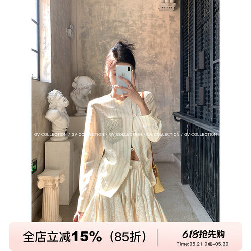 重工亚麻立体刺绣新中式衬衫外套