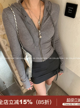 GV大白哥 Spring活力感 连帽拉链显瘦修身上衣弹力亲肤休闲外套女