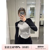 半高领棉撞色长袖 修身 T减龄百搭针织打底女秋 随性调调 GV大白哥