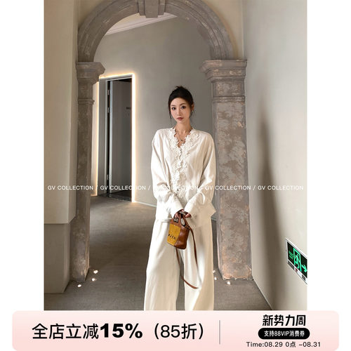 亚麻立体刺绣新中式花朵上衣衬衫