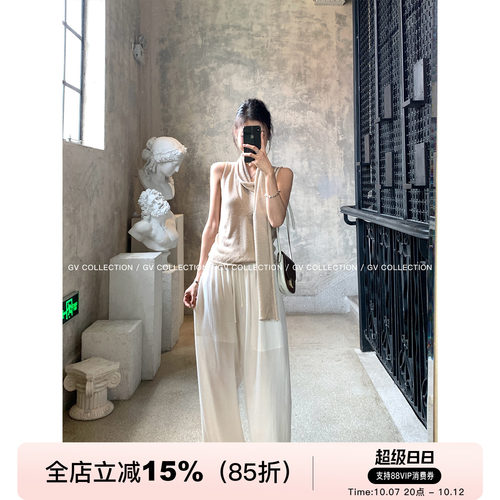 轻薄防晒双层人棉防蚊阔腿裤