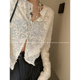 新中式 GV大白哥 法式 重工刺绣闪片立体蕾丝衬衫 上衣女 塞纳午后