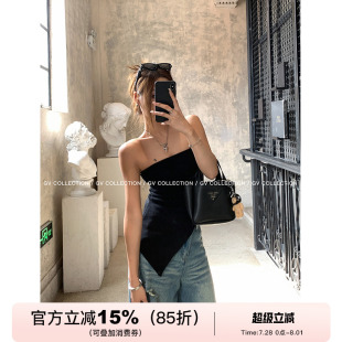 GV大白哥 极简不动脑 不规则设计针织抹胸百搭休闲女上衣夏季