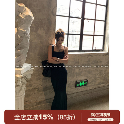 GV大白哥 开挂超模裙 性感修身收腰优雅吊带长裙卡戴珊连衣裙女
