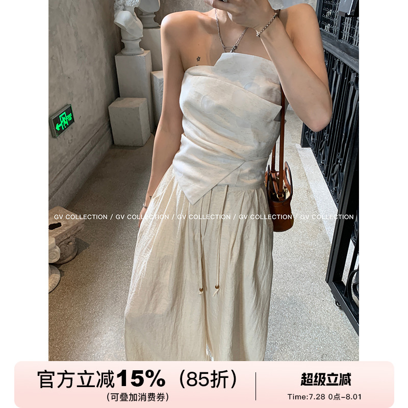 GV大白哥 designer私服 设计感双层立体结构不规则抹胸一字上衣女