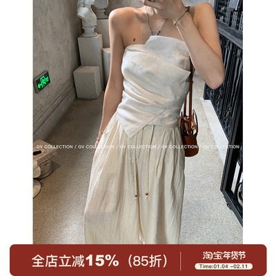 GV大白哥 designer私服 设计感双层立体结构不规则抹胸一字上衣女