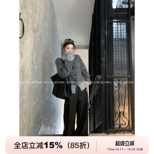 GV大白哥 松弛意式 羊毛大翻领立领两穿混色毛衣开衫冬季新款上衣