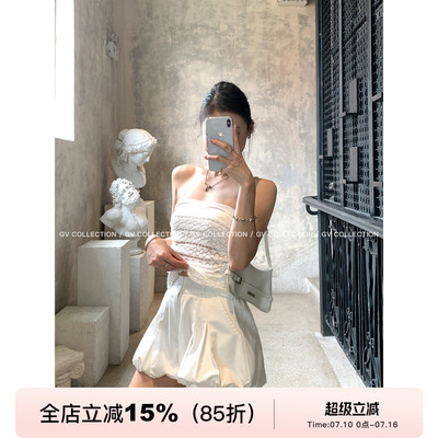 短款双纽扣俏皮感层层花苞裤
