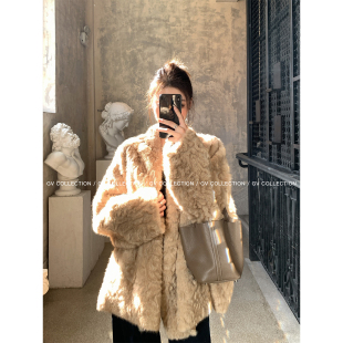 GV大白哥 古巴VTG 肌理感廓形环保毛开襟外套 冬季新款上衣女