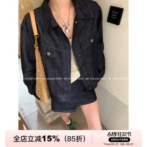 深色牛仔上衣半身裙裤套装