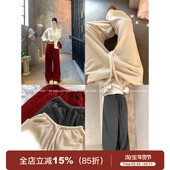 裤 GV大白哥 子女 脚休闲裤 秋冬百搭新款 奶芙圈圈绒 直筒阔腿抽绳裤