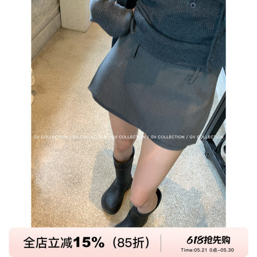 GV大白哥 绝好版型 双层侧开叉微A版型裙裤百搭休闲时尚短裤女秋