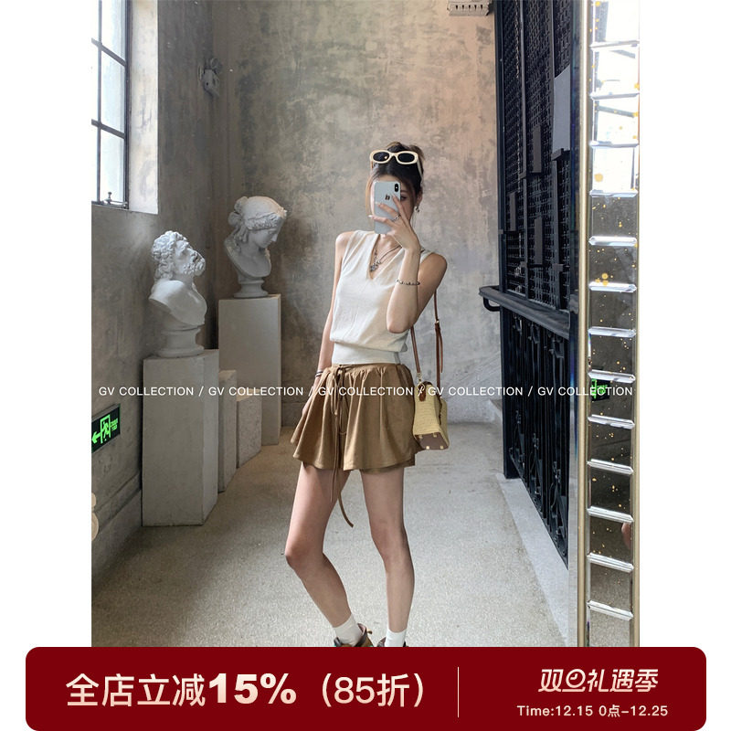 中古麂皮防走光半身裙