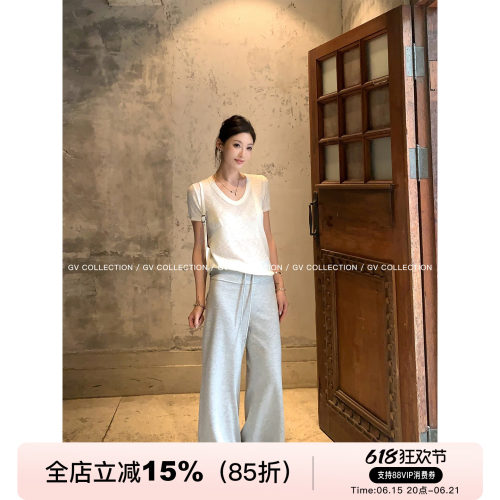 圆领简约肌理感轻薄针织上衣T恤
