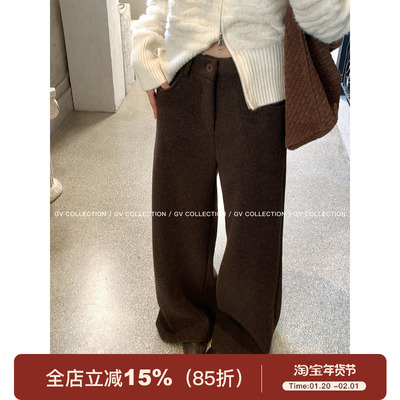 毛呢加厚柔软松弛感直筒裤