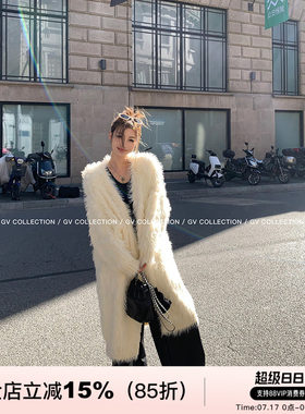 GV大白哥 小白熊 系列款慵懒氛围感毛茸茸外套长款中长款上衣女冬