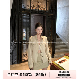 GV大白哥 气场barnfit 纽扣工装衬衫系带轻薄收腰上衣设计感女