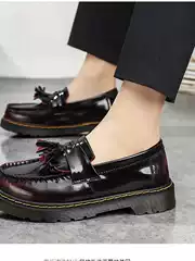 Dr Tassel Marhen Shoes Women's New British Style Men's Business Casual Platform Leather Shoes Rubbed Red Genuine Leather Loafers