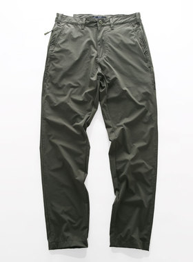 春夏薄款军绿色暗格纹理质感侧兜防滑拉链速干男休闲小微直筒长裤