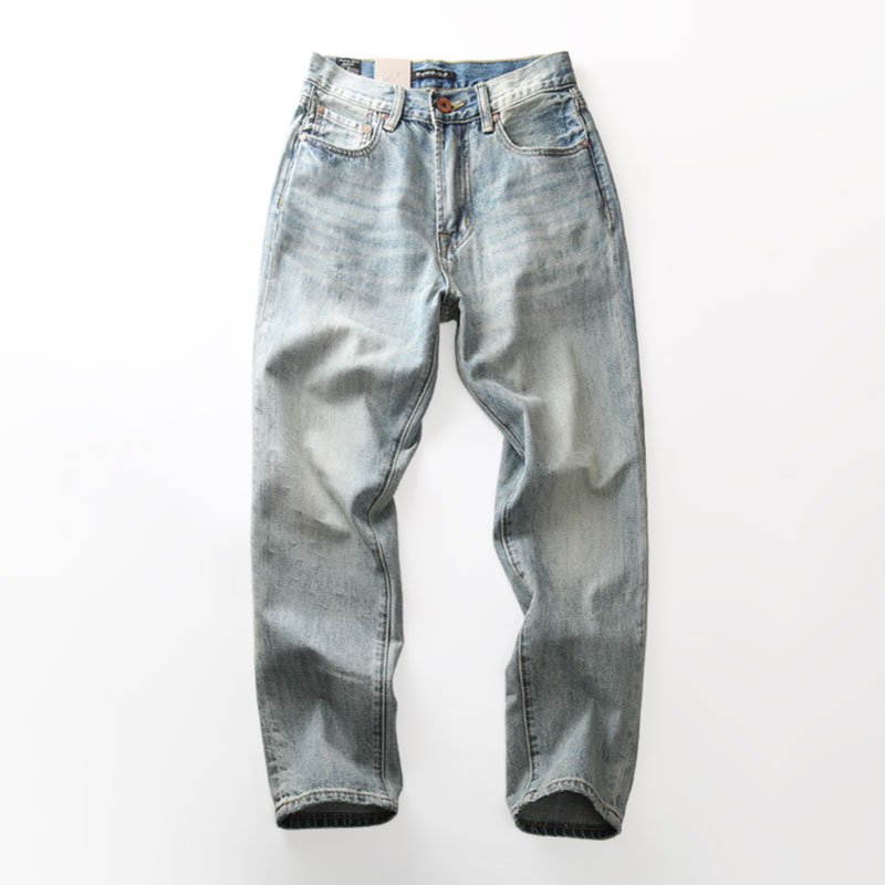 拉链牛仔长裤四季通用磨白