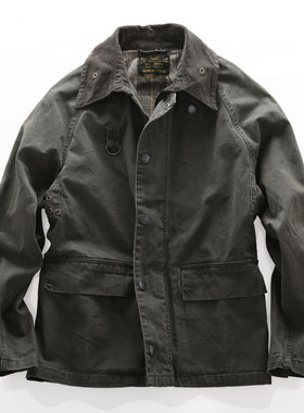 米西春秋复刻软帆布中长款双口袋机能夹克休闲男士耐磨防撕裂外套