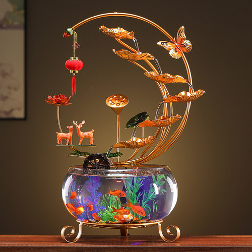 轻奢铁艺风水轮招财流循环水