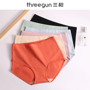 三枪女士内裤高腰纯棉全棉裆抑菌透气收腹包臀防夹臀女三角短裤头