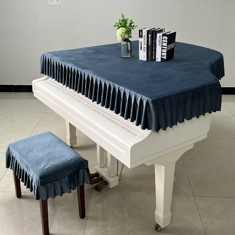 启颜定做加厚高档优质丝绒三角钢琴半罩欧式现代简约防尘罩凳罩