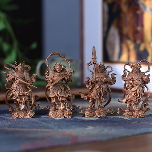 佛香天逸 四大天王铜佛像风调雨顺金刚护法增长多闻持国天王摆件