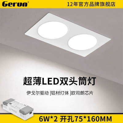 双头长方形格栅嵌入式筒灯LED