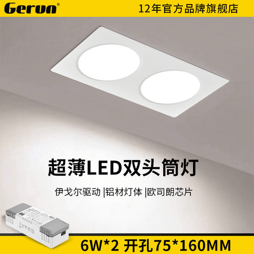 双头长方形格栅嵌入式筒灯LED