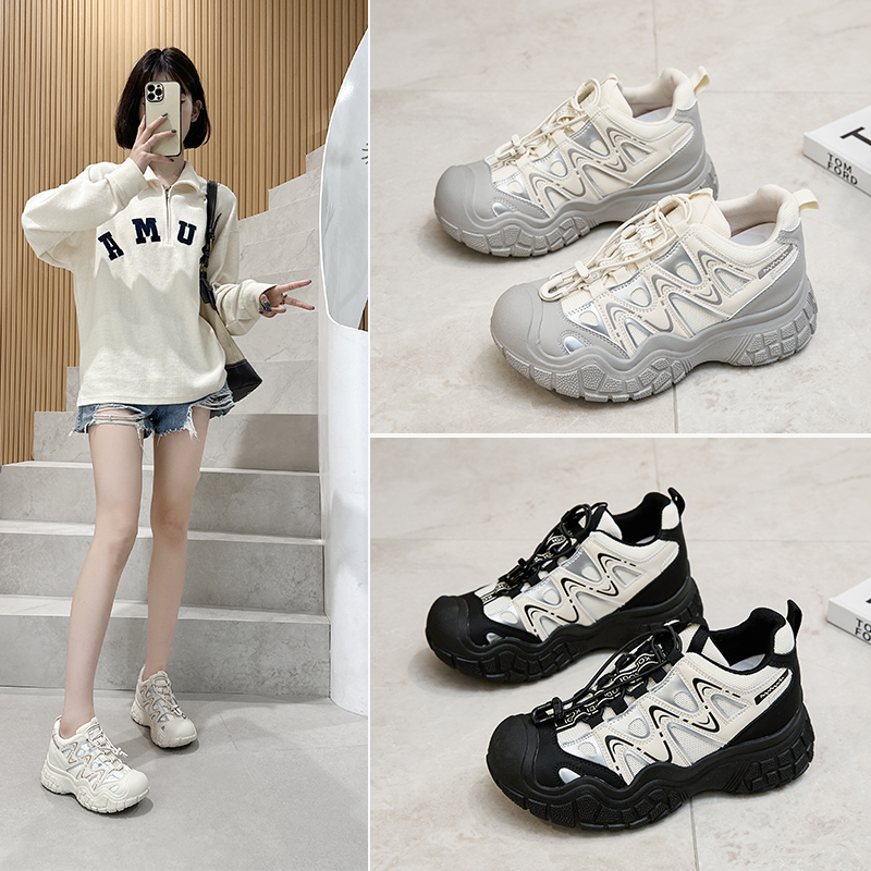 白鹿同款厚底老爹鞋内增高休闲鞋