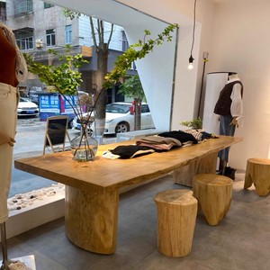 北欧中岛摆放桌包包鞋店实木大板