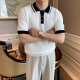 半袖 高端短袖 休闲冰感透气翻领撞色修身 男夏季 T恤上衣 针织Polo衫