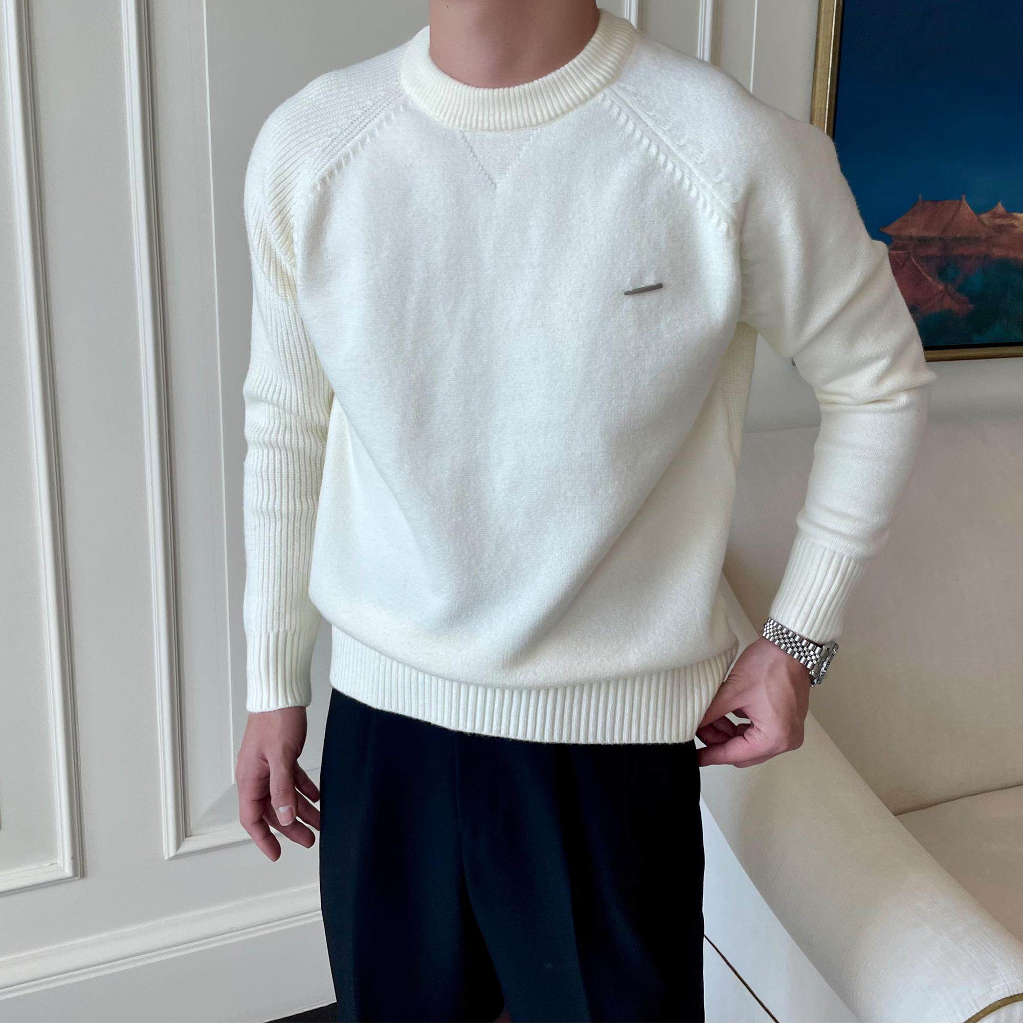 秋冬圆领插肩袖针织衫男韩版休闲百搭轻熟风保暖毛衣打底衫男上衣,男装,针织衫/毛衣,淘宝优惠券,粉丝福利购,淘宝优惠卷