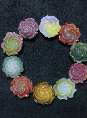 天然盐源玛瑙七彩西瓜手串