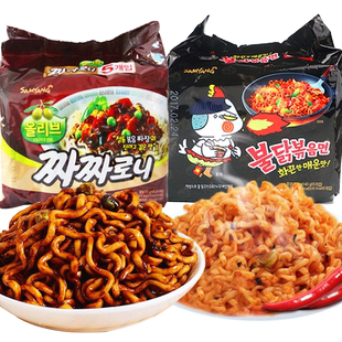 韩国进口三养辣火鸡面+炸酱面杂酱面辣干拌面方便面速食组合10袋