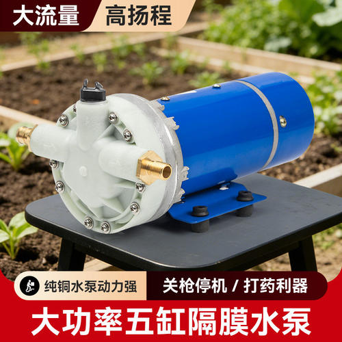 直流电动喷雾器农用高压打药机农药喷洒器喷药神器五缸自吸隔膜泵