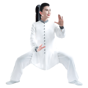 春秋季太极服男女新款白色垂纱武术表演陈英太极拳比赛练功服装