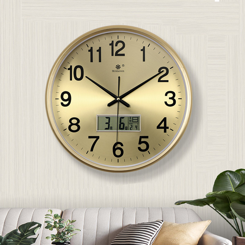 七王星简欧式钟表挂钟客厅时钟中式静音时尚家用石英钟表挂墙上